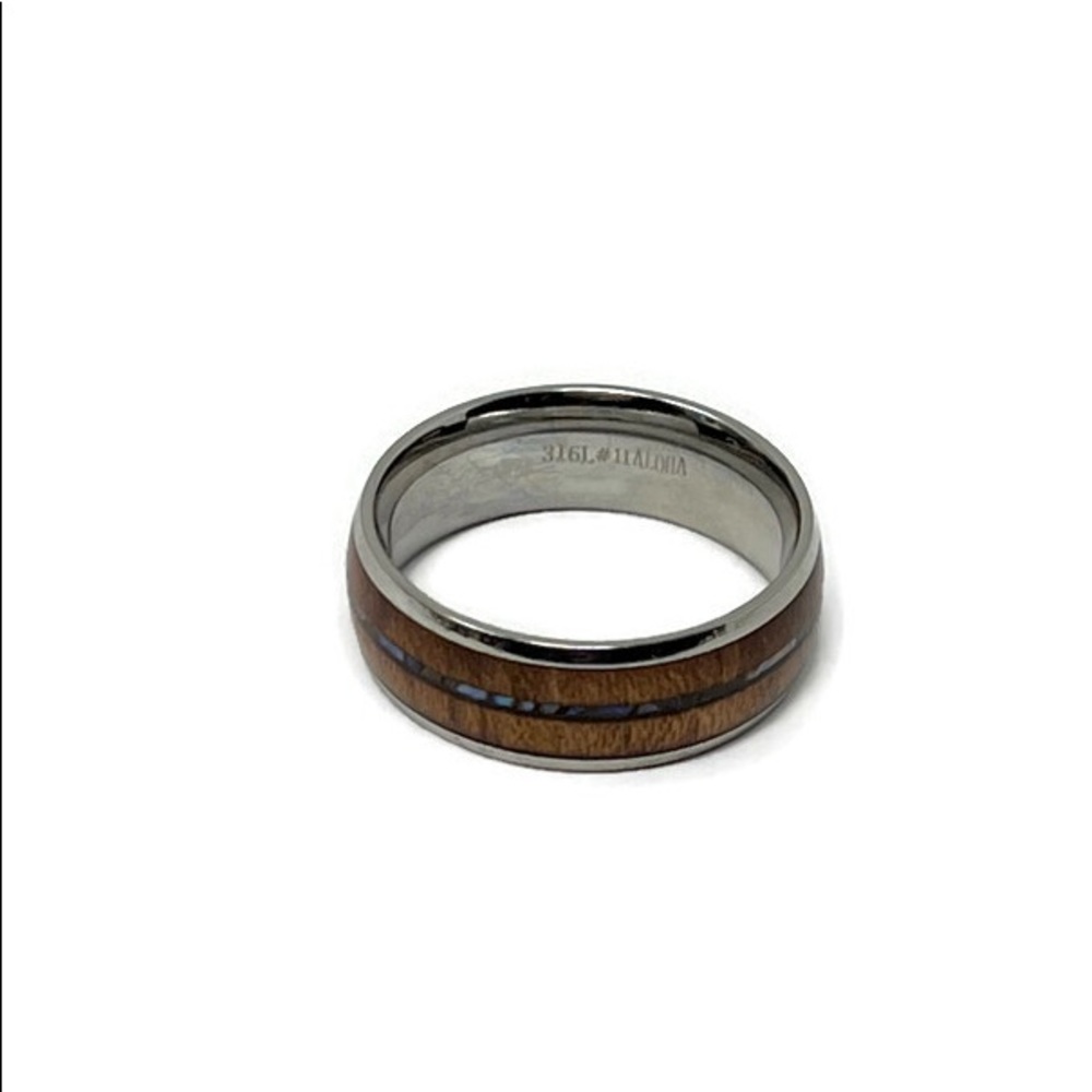 🌴SALE🌴 Koa Wood Opal Inlay Comfort Fit Band Ring: Size 11 to 11 1/4